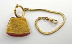 Unique 1908 Ivory Fob & GF Pocket Watch Chain
