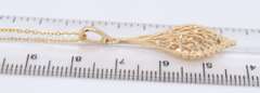 Powerful Yellow Gold Filigree Teardrop Pendant on Chain