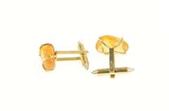18K Yellow Gold Raw Amber Cabochon Vintage Men's Cuff Links