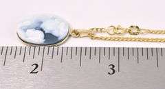 Adorable Mother And Baby Cameo Pendant Necklace In 14K Yellow Gold