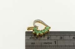 10K Yellow Gold Marquise Natural Emerald Diamond Heart Pendant