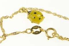 18K Yellow Gold Enamel Rainbow Lady Bug Lucky Bracelet