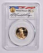 PR69DCAM 1989-P $10 American Gold Eagle 1/4 Oz Gold Signed Reagan PCGS