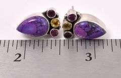 Purple Charoite Earrings In Sterling Silver