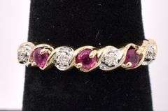 Delicate Ruby And Diamond Ring In 14K Yellow Gold