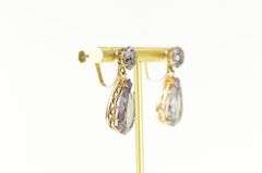 14K Yellow Gold Victorian Amethyst Tear Dangle Screw Back Earrings