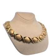 14K GOLD TWISTED NECKLACE, HALF POLISHED HALF SATIN