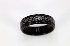 7mm Tungsten Carbide Wedding Band w/Laser Engraved Celtic Design Size 9.5