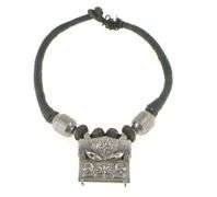 Sterling Silver Elaborate Floral Bird Tibetan Medallion Rope Necklace