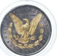 1885-O Morgan Silver Dollar Gold Overlay