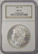 1887 U.S Morgan Silver Dollar NGC MS 64 Old Holder