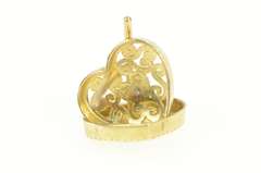 10K Yellow Gold Diamond Inset Heart Filigree Love Symbol Earrings