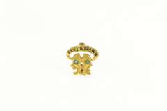 14K Yellow Gold Victorian Frill & Frown Drama Emerald Pin/Brooch