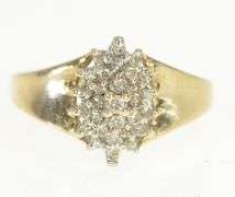 10K Yellow Gold Marquise Diamond Cluster Vintage Statement Ring
