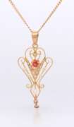 Fabulous Yellow Gold Edwardian Peal and Ruby Pendant Necklace