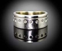 Modern 18K White Gold Band with Diamonds