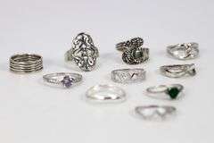 .925 Sterling Silver Curated Ring Lot of 10 Rings Various Sizes & Styles