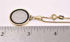 Stunning Platinum 1/10 Isle Of Man Coin Pendant Necklace In 14K Yellow Gold P