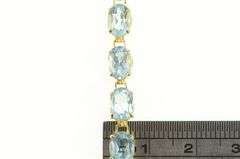 14K Yellow Gold Oval Blue Topaz Classic Vintage Tennis Bracelet