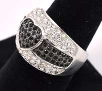 Beautiful Black Heart Ring In Sterling Silver
