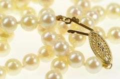 14K Yellow Gold 6.2mm Classic Retro 1950's Pearl Strand Necklace