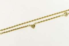 14K Yellow Gold 2.3mm Rope Link Heart Love Chain Vintage Necklace