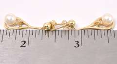 Elegant Dangle Pearl Earrings In 14K Yellow Gold