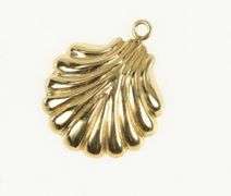 14K Yellow Gold Scallop High Relief Sea Shell Ocean Charm/Pendant