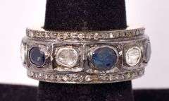 Sensational 0.85CTW Diamond & Sapphire Ring in Gold Plated Sterling Silver