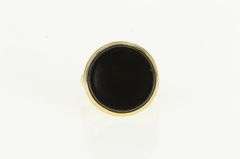 14K Yellow Gold Round Black Onyx 1960's Unique Cocktail Ring