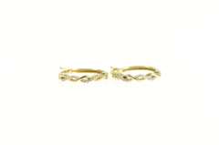 10K Yellow Gold Diamond Twist Design 17.8mm Hoop Earrings
