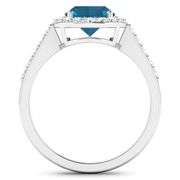 14 Kt Solid White Gold 2 Ct London Blue Topaz & Diamond Ring