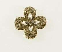 10K Yellow Gold Diamond Encrusted Clover Quatrefoil Pendant