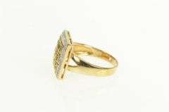 14K Yellow Gold Emerald Diamond Squared Halo Statement Ring