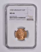 MS66 1930 Uruguay Gold 5 Pesos NGC TOP POP