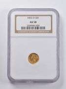 AU58 1853-O $1 Liberty Head Gold Dollar Piece NGC