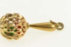 14K Yellow Gold 3D Maraca Sim. Coral Sim. Emerald Charm/Pendant