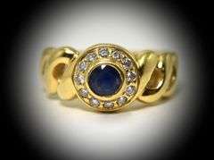 Pretty 18K Sapphire and Diamond Ring