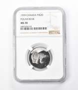 MS70 1999 Canada 20 Dollars 1/2 Oz Platinum Polar Bear NGC