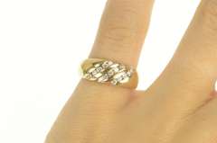 14K Yellow Gold 0.38 Ctw Diamond Striped Domed Statement Ring