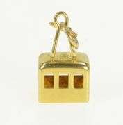 14K Yellow Gold 3D Cable Car Ski Lift Vintage Charm/Pendant