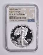 PF70 UCAM 2021-S American Silver Eagle Landing T2 35th Anniversary NGC