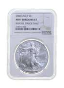 MS67 MINT ERROR 2000 American Silver Eagle - REV Struck Thru - NGC