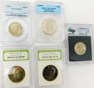 Lot of 5 U.S. Coins, All Graded