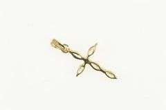 14K Yellow Gold Marquise CZ Traditional Cross Christian Pendant