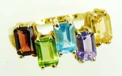 Colorful 10K Multi-Gemstone Ring, Size 8.5