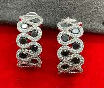 CERTIFIED BRAND NEW 14K WHITE GOLD AND DIAMOND J HOOP EARRINGS