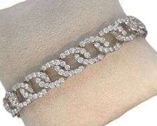 14K WHITE GOLD OPEN LINK BRACELET WITH DIAMONDS