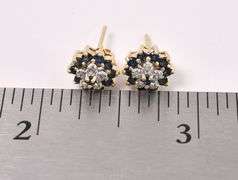 Shimmering Blue Sapphire Flower Earrings In 14K Yellow Gold