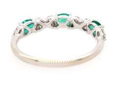 New 0.65ctw Oval Emeralds and 0.20ctw Diamond Band Ring in 14K